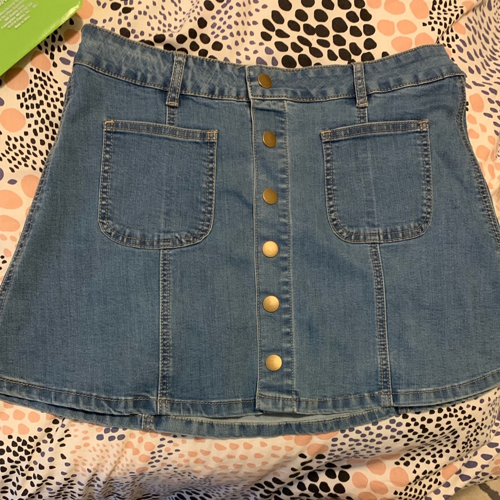 Front button down jean skirt